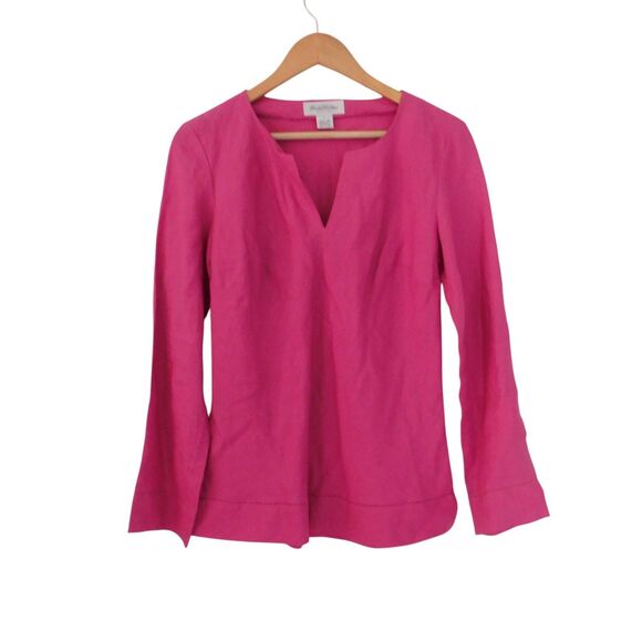 Brooks Brothers Womens Irish Linen Tunic Top Blouse Long Sleeve Pink Size 6 - Picture 1 of 5